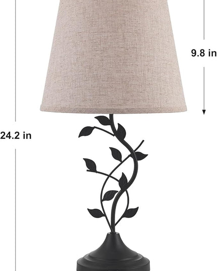 Kakanuo USB Charging Bedside Nightstand Lamp for Living Room and Bedroom - Traditional Tall Retro Desk Lamp with USB-A and USB-C Ports - LeafyLoom