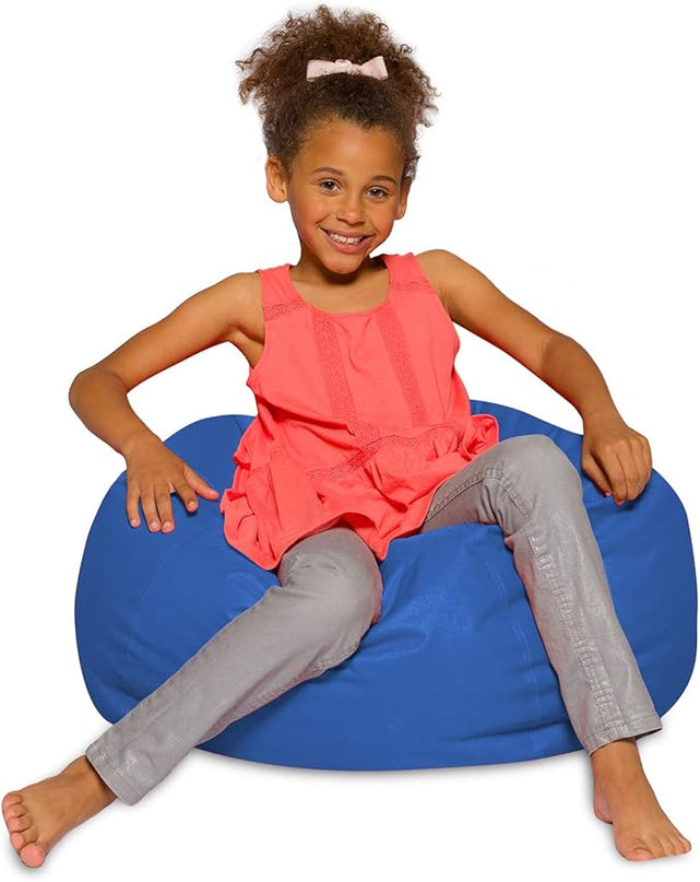 Posh Creations Bean Bag Chair for Kids, Teens, and Adults Includes Removable and Machine Washable Cover, Solid Royal Blue, 27in - Medium - LeafyLoom