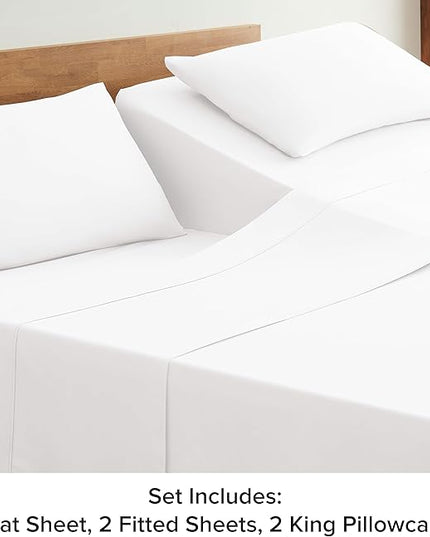 UGG 33610 Alahna Split King Bed Sheet and Pillowcase 5-Piece Set Sleep in Luxury Machine Washable Deep Pockets Wrinkle-Resistant Breathable Cozy Comfort Silky Cooling Sheets, Split King, White - LeafyLoom