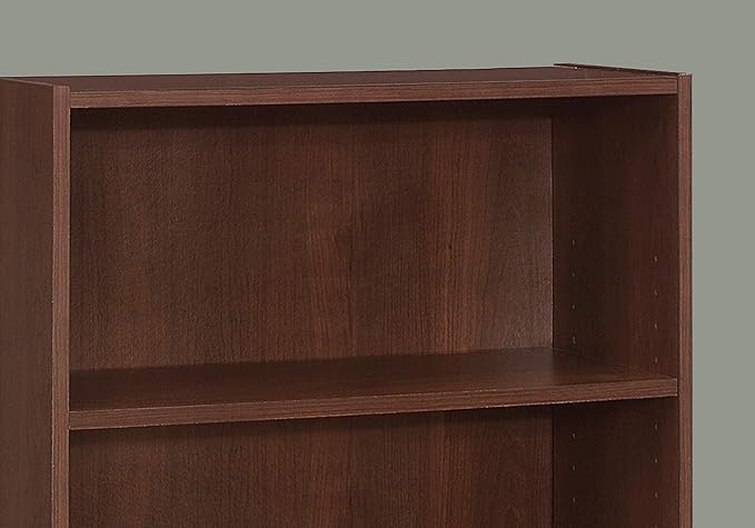 Monarch Specialties I BOOKCASE-36 H/Cherry with 3 Shelves Bookcase, Red - LeafyLoom