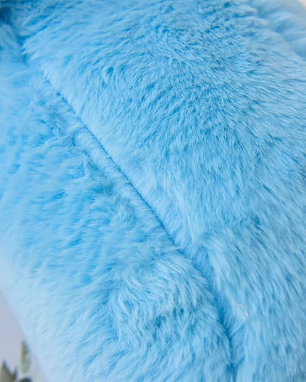 A Nice Night Faux Fur Reading Pillow Bed Wedge Large Adult Children Backrest with Arms Back Support for Sitting Up in Bed/Couch for Bedrest,BabyBlue - LeafyLoom