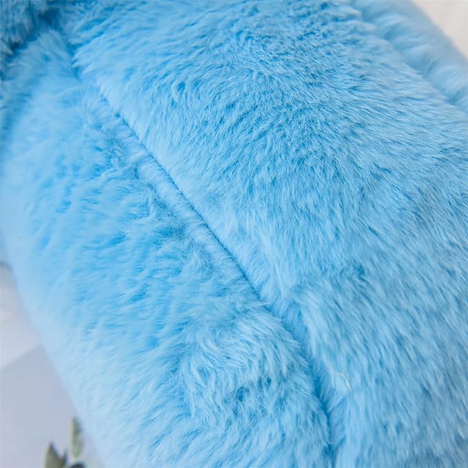 A Nice Night Faux Fur Reading Pillow Bed Wedge Large Adult Children Backrest with Arms Back Support for Sitting Up in Bed/Couch for Bedrest,BabyBlue - LeafyLoom