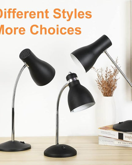 Table Lamp, Small Desk Lamp with Flexible Gooseneck, Adjustable Study Lamp with ON/Off Switch, Nightstand Lamp for Dorm Room, Bedroom, Classroom, College - LeafyLoom
