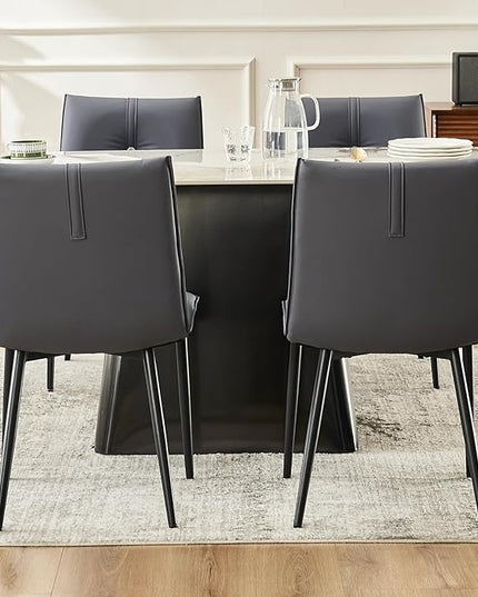YOUTASTE Dining Chairs Set of 2 Mid Century Modern Upholstered Leather Kitchen Chairs Soft Padded Side Chairs with Metal Legs for Living Room Bedroom, Blueberry Purple - LeafyLoom