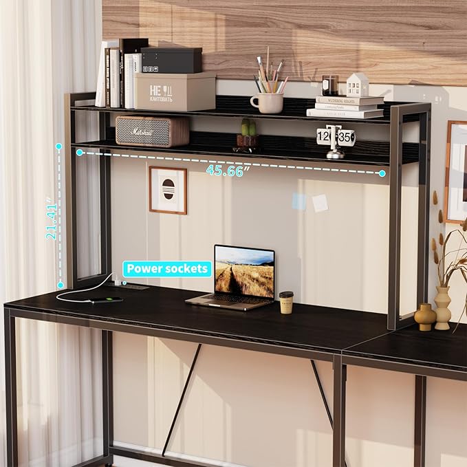 L Shaped Gaming Desk, Reversible L Shaped Computer Desk with Drawers, Led Lights & Power Outlets for Home Office Black - LeafyLoom