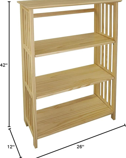 Casual Home "Soho Manhattan 4-Shelf Folding Bookcase 26"" Wide - Natural (333-40) - LeafyLoom