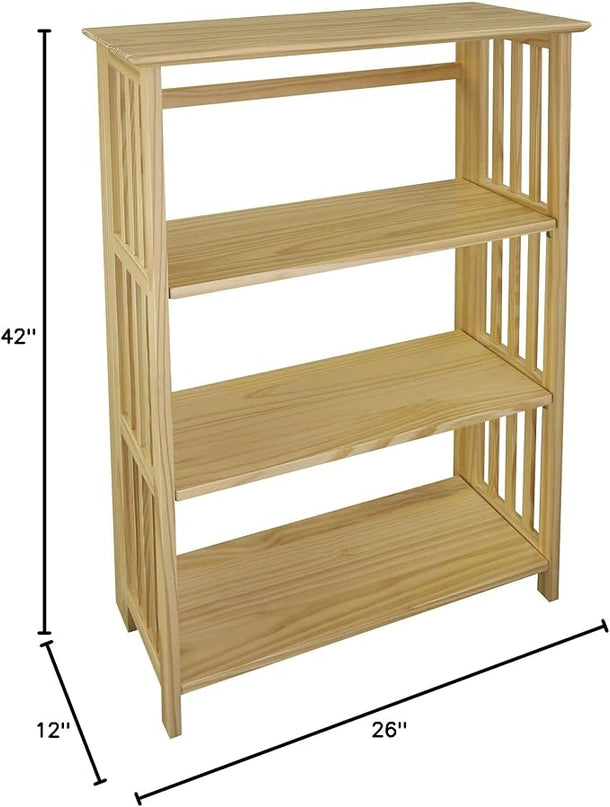 Casual Home "Soho Manhattan 4-Shelf Folding Bookcase 26"" Wide - Natural (333-40) - LeafyLoom