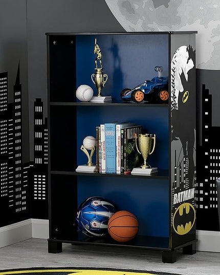 Delta Children Deluxe 3-Shelf Bookcase - Ideal for Books, Homeschooling & More, DC Comics Batman - Greenguard Gold Certified, Decor - LeafyLoom