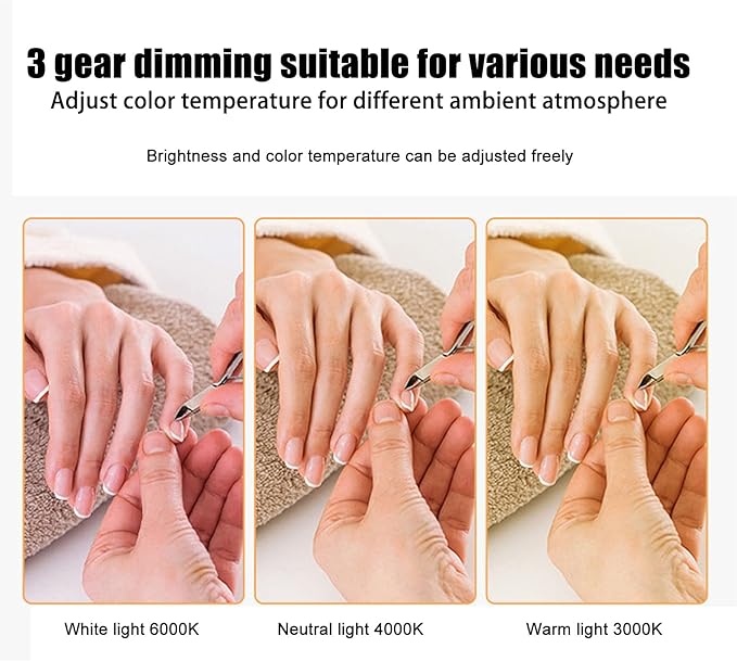Half Moon LED Light for Nail, 3000-6000K Dimmable Half Moon Nail Desk Lamp with Touch Key, 35W Half Moon Fill Light with Lamp Holder for Lash Extension Beauty Tattoo Live Steaming - LeafyLoom