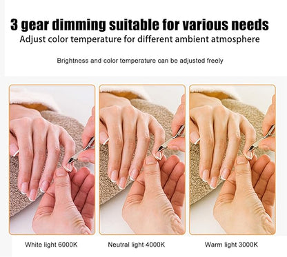 Half Moon LED Light for Nail, 3000-6000K Dimmable Half Moon Nail Desk Lamp with Touch Key, 35W Half Moon Fill Light with Lamp Holder for Lash Extension Beauty Tattoo Live Steaming - LeafyLoom