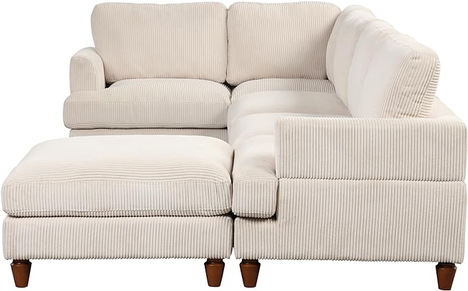 Free Combination Symmetrical Modular Sectional Sofa with Movable Ottoman,Corduroy Upholstered Convertible Sleeper Couch,6 Seater Oversized Reversible Corner Sofa&Couch for Living Room Office - LeafyLoom