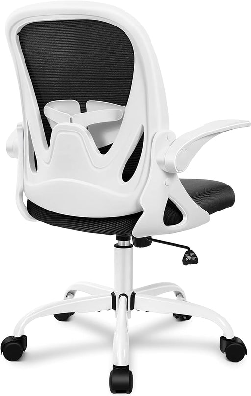 Primy Office Chair Ergonomic Desk Chair with Adjustable Lumbar Support and Height, Swivel Breathable Desk Mesh Computer Chair with Flip up Armrests for Conference Room(White) - LeafyLoom