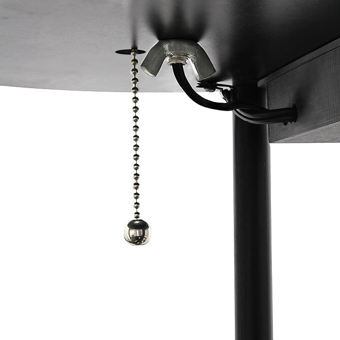 Simple Designs LF2010-BLK 62.5" Round Modern Shelf Etagere Organizer Storage Floor Lamp with 2 USB Charging Ports, 1 Charging Outlet and Linen Shade for Living Room Bedroom Office, Black - LeafyLoom