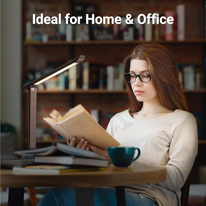 LED Desk Lamp, Eye-Caring Table Lamp with USB Charging Port, 35 Lighting Modes, Touch/Memory Function, Dimmable Reading Lamp Task Lamp Desk Lamps for Home Office (Black) - LeafyLoom