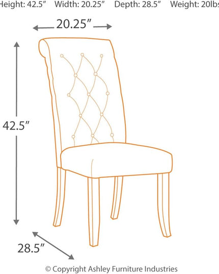 Signature Design by Ashley Tripton Classic Tufted Upholstered 19.63" Armless Dining Chair, 2 Count, Brownish Gray - LeafyLoom