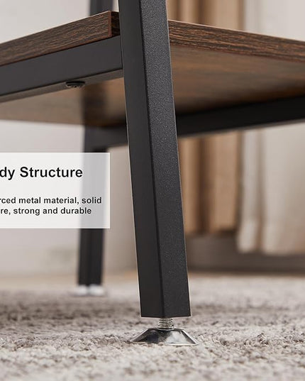 VECELO 43 Inch Computer Desk Writing Study Work Office Table Modern desk with shelves wooden desk for Home Bedroom,Walnut Desk - LeafyLoom