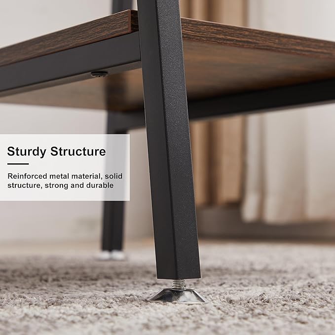 VECELO 43 Inch Computer Desk Writing Study Work Office Table Modern desk with shelves wooden desk for Home Bedroom,Walnut Desk - LeafyLoom