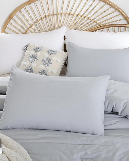 Full Size Comforter Modern Light Grey 3PCS Microfiber Bed Comforter Sets for All Season Comforter for Men, Women and Girls Soft Lightweight Bedding Set - LeafyLoom