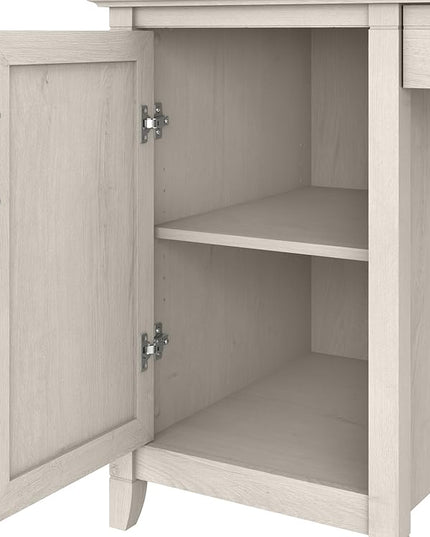 Bush Furniture Key West Computer Desk with Storage | Farmhouse PC Table for Home Office in Linen White Oak | 54W x 24D - LeafyLoom