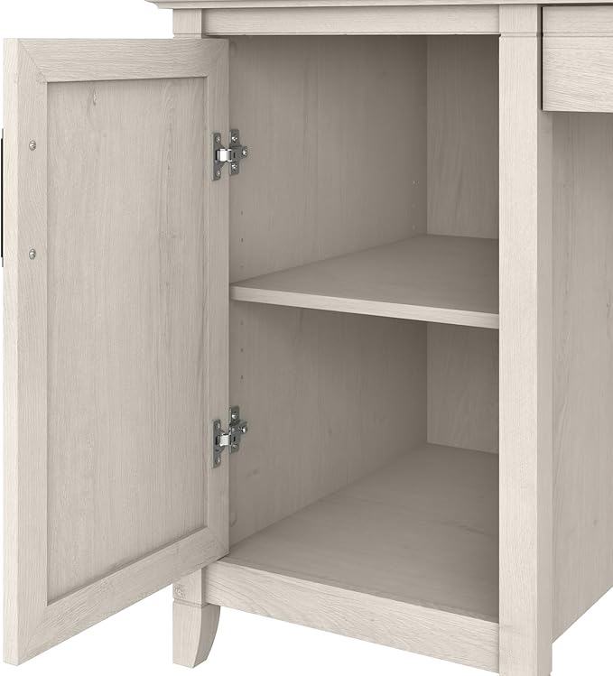 Bush Furniture Key West Computer Desk with Storage | Farmhouse PC Table for Home Office in Linen White Oak | 54W x 24D - LeafyLoom