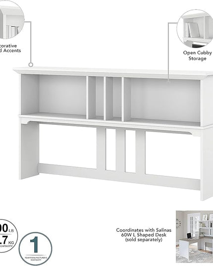 Salinas Casual Hutch for L-Shaped Desk, Pure White - LeafyLoom