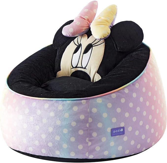 Idea Nuova Disney Minnie Mouse Hillside by pod Plush Kids Bean Bag Chair, 24" Hx24 Hx17 H, Large - LeafyLoom