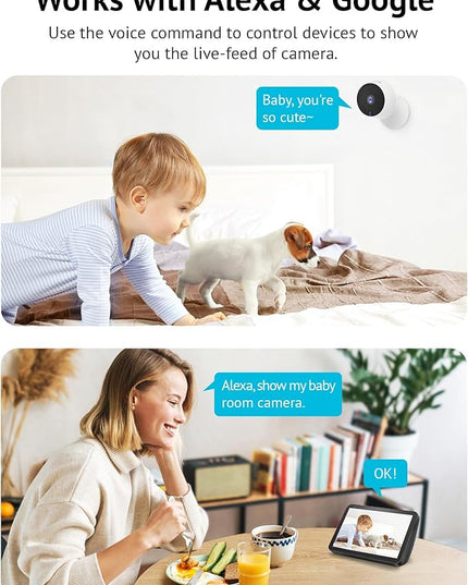 LaView 5MP 3K Cameras for Home Security Indoor,Home Security Camera for Baby/Elder/Pet/Nanny,Baby Cam Starlight Sensor Color Night Vision,US Cloud Service,Compatible with Alexa LaView