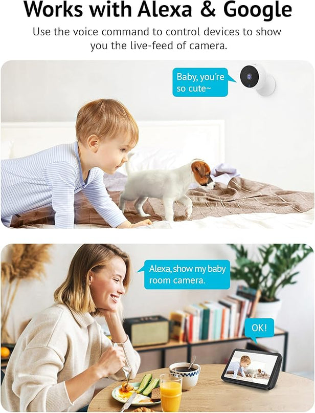 LaView 5MP 3K Cameras for Home Security Indoor,Home Security Camera for Baby/Elder/Pet/Nanny,Baby Cam Starlight Sensor Color Night Vision,US Cloud Service,Compatible with Alexa LaView