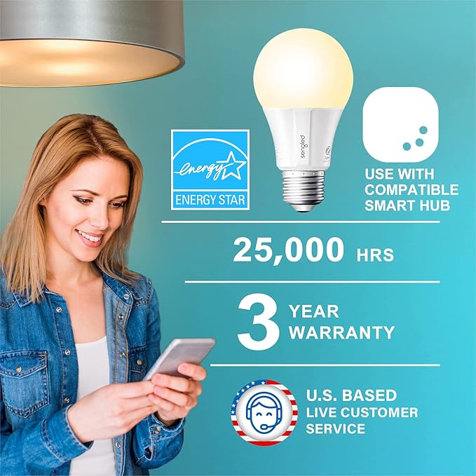 Sengled Zigbee Smart Light Bulbs, Smart Hub Required, Works with SmartThings and Echo with Built-in Hub, Voice Control with Alexa and Google Home, Soft White 60W Eqv. A19 Alexa Light Bulb, 6 Pack Sengled