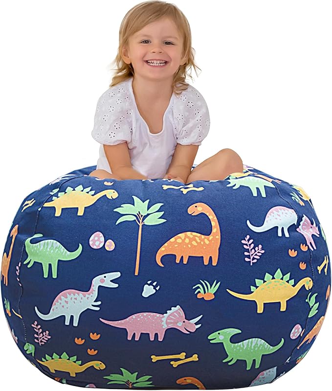 Aubliss Stuffed Animal Bean Bag Storage Chair (Dinosaur, X-Large (48'')) - LeafyLoom
