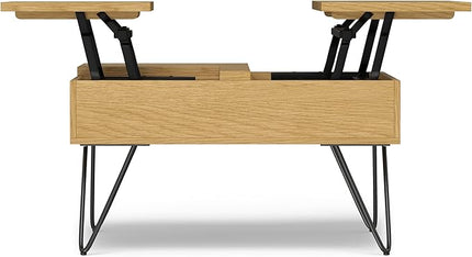 SIMPLIHOME Hunter Lift Top Square Coffee Table, 32 inch, Oak - LeafyLoom