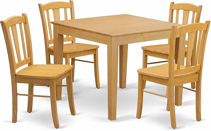 East West Furniture Oxford 5 Piece Modern Set Includes a Square Wooden Table and 4 Kitchen Dining Chairs, 36x36 Inch, Oak - LeafyLoom