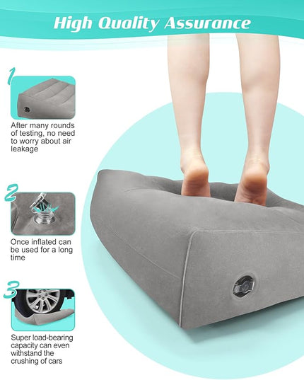 Inflatable Wedge Pillow for Sleeping, Traveling, Reading, Triangle Bed Wedge Pillow (Grey) - LeafyLoom