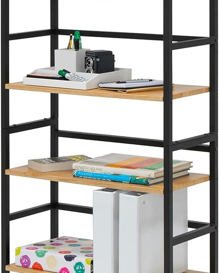 Calico Designs Ashwood 4-Tier or 2-Tier Stackable Bookshelf (1 Set),Graphite Black/Ashwood,Rectangular - LeafyLoom