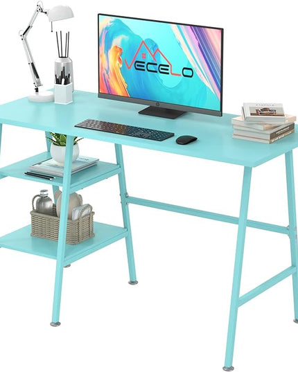 VECELO 43 Inch Computer, Writing Home Office Hutch Workstation with Shelf Storage Desk 43", Classic Blue - LeafyLoom