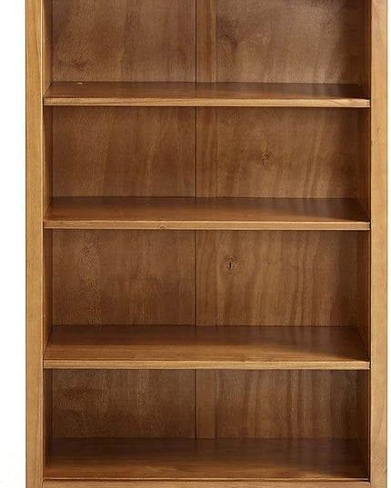 Shaker Style 4 Shelf Bookcase / Solid Wood / 48" High / Adjustable Shelving / Closed Back / Display Bookshelf for Living Room, Bedroom, Home and Office, Cherry - LeafyLoom