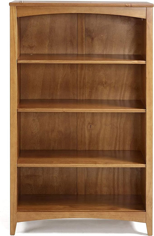 Shaker Style 4 Shelf Bookcase / Solid Wood / 48" High / Adjustable Shelving / Closed Back / Display Bookshelf for Living Room, Bedroom, Home and Office, Cherry - LeafyLoom