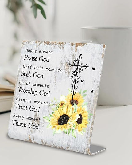 Christian Office Decor for Women Religious Gifts christian office supplies Faith Christian Gifts Prayer Room Decor for Office Desk Scripture Inspirational Home Decor XUV01 - LeafyLoom