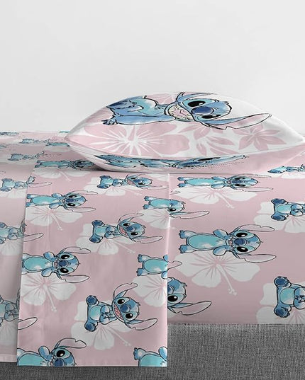 Disney Lilo & Stitch Full Comforter Set - 7 Piece Bedding includes Sheet Set & Pillow Covers - Super Soft Kids Floral Bedding - LeafyLoom