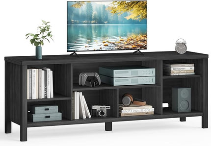 VASAGLE TV Stand for TVs up to 70 Inches, Entertainment Center with Storage Shelves, TV Console Table, Easy to Assemble, TV Cabinet for Living Room, Bedroom, Ash Black ULTV114B01 - LeafyLoom