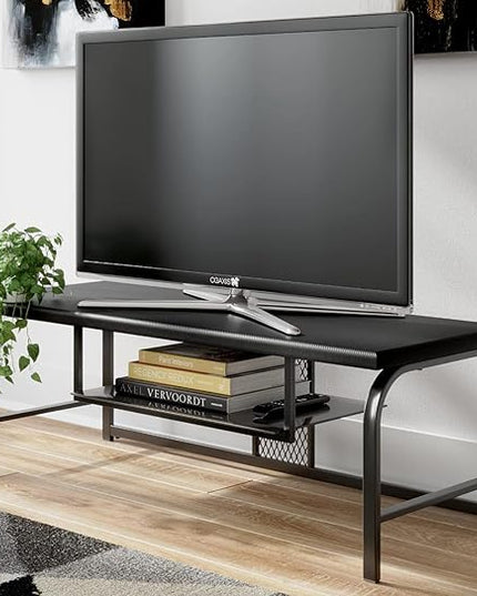 Signature Design by Ashley Lynxtyn TV Stand with Convenient Cord Management Fits TVs up to 48", Black - LeafyLoom
