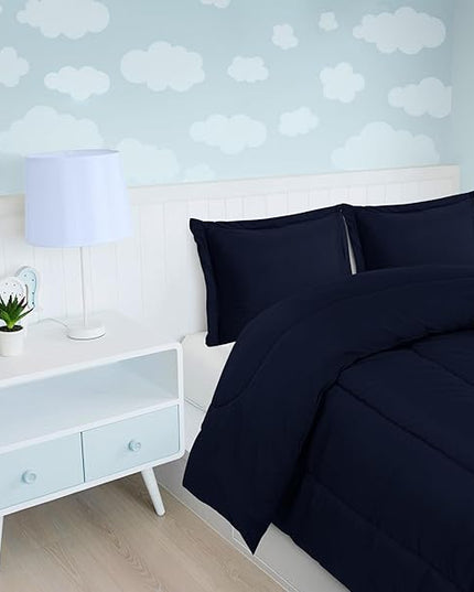 Utopia Bedding All Season Navy Comforter Set with 2 Pillow Cases, 3 Piece Soft Brushed Microfiber Kids Bedding Set for Boys/Girls, Machine Washable (Twin) - LeafyLoom