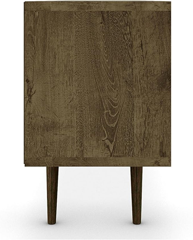 Manhattan Comfort Liberty Mid Century Modern TV Stand for Televisions up to 65 Inches, Bedroom and Living Room Entertainment Center with Storage, Shelves, and Cabinet, 71" Wide, Rustic Brown/Yellow - LeafyLoom