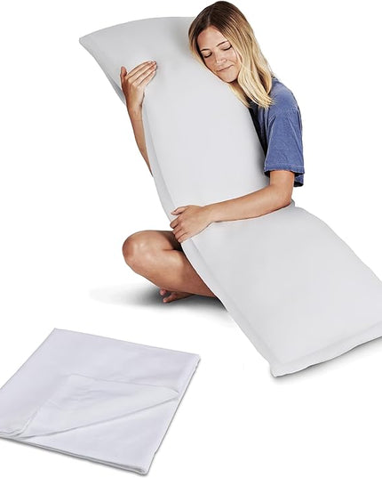 Snuggle-Pedic Body Pillow for Adults w/White pillowcase- Pregnancy Pillows w/Shredded Memory Foam - Firm Maternity Side Sleeper Pillow for Adults - Long Cuddle Pillow for Bed - 20x54 Full Body Pillow - LeafyLoom