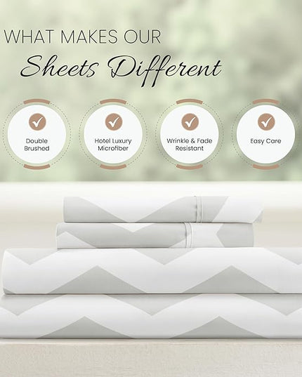 Linen Market 4 Piece Queen Bedding Sheet Set (Gray Arrow) - Sleep Better Than Ever with These Ultra-Soft & Cooling Bed Sheets for Your Queen Size Bed - Deep Pocket Fits 16" Mattress - LeafyLoom