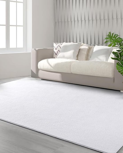 Area Rugs for Bedroom Living Room, 6x9 White Super Soft Comfy Thickened Memory-Foam Indoor Carpets, Modern Aesthetic Minimalist Carpet for Boys Girls Adults Apartment Nursery Home Décor - LeafyLoom