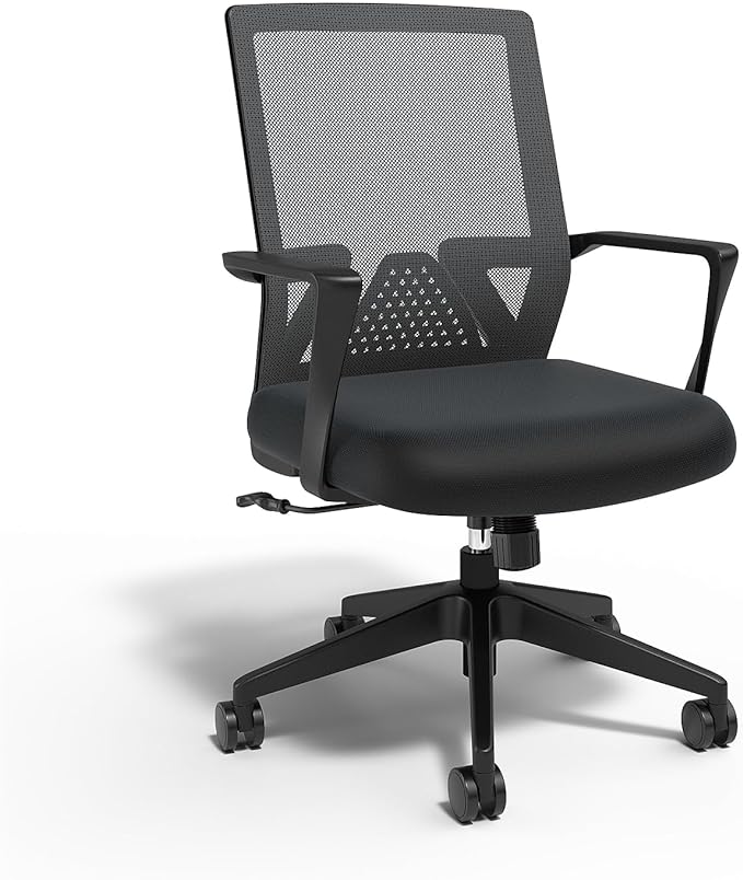 STAPLES Cartwright Office Computer Desk Chair, Ergonomic, Adjustable Tilt lock, Mesh Rolling Swivel Task Chair with Wheels, Lumbar Support, Black (ST62400) - LeafyLoom