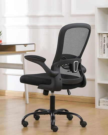 Office Chair Computer Chair with Flip Up Armrests Breathable Mesh Chair Lumbar Support Comfort Swivel Home Office Ergonomic Desk Chair Gaming Chair for Adults and Teens - LeafyLoom