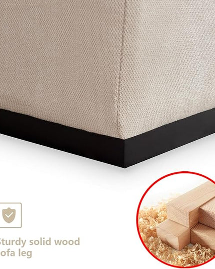 U Shaped Down Filled Oversized Cloud Couch with Double Chaise, Deep Seat Free Combination Convertible Corner Sectional Sofa Bed with Detachable Backrest and Wooden Legs for Living Room Office - LeafyLoom