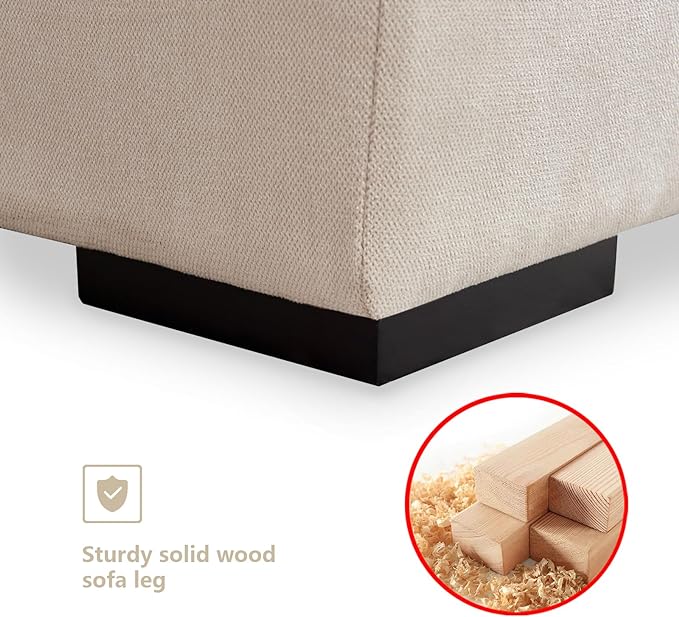 U Shaped Down Filled Oversized Cloud Couch with Double Chaise, Deep Seat Free Combination Convertible Corner Sectional Sofa Bed with Detachable Backrest and Wooden Legs for Living Room Office - LeafyLoom